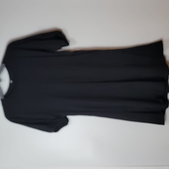 It has pockets!!! UNIQLO BLACK COTTON DRESS ~ PUFFY SLEEVES ~ SIDE SEAM POCKETS - Picture 8 of 14